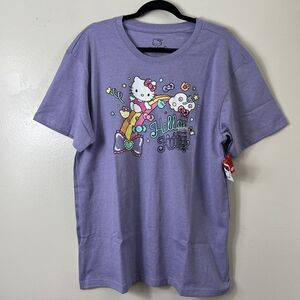 Sanrio Hello Kitty Sugar Rush Candy Rainbow Women's XL Purple T-Shirt NWT